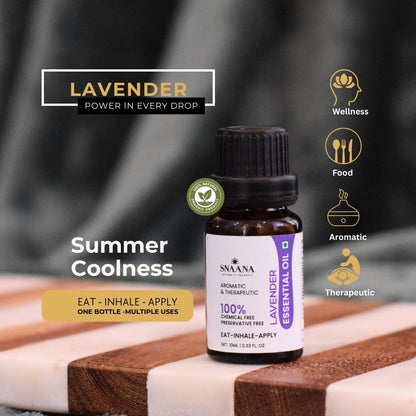 Essential Oil Summer Combo (Pack of 5 - Lavender + Lemongrass + Fennel + Peppermint + Sweet Lime)