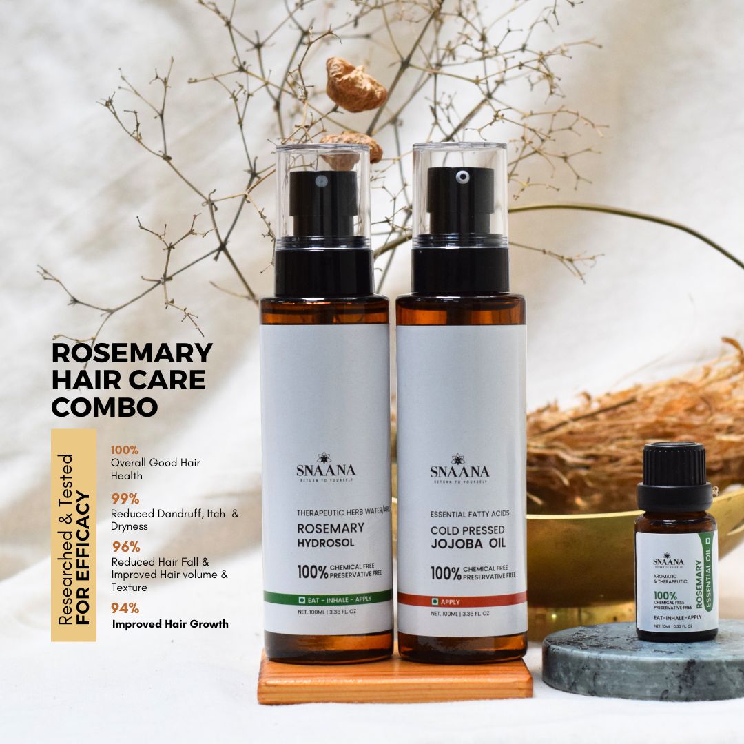 Combo of Rosemary Essential oil + Rosemary Herb Water + Cold Pressed Jojoba Oil